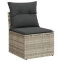 Canapé de jardin sans accoudoirs coussins gris clair poly rotin