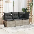 Canapé de jardin sans accoudoirs coussins gris clair poly rotin