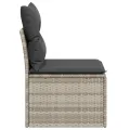 Canapé de jardin sans accoudoirs coussins gris clair poly rotin