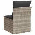 Canapé de jardin sans accoudoirs coussins gris clair poly rotin