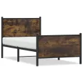 Cadre de lit en métal sans matelas chêne fumé 90x190 cm