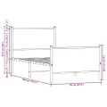 Cadre de lit en métal sans matelas chêne fumé 90x190 cm