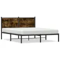 Cadre de lit en métal sans matelas chêne fumé 140x200 cm