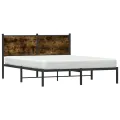 Cadre de lit en métal sans matelas chêne fumé 140x200 cm