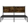 Cadre de lit en métal sans matelas chêne fumé 140x200 cm