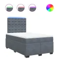 cadre de lit et matelas Gris foncé 120x200cm Velours