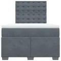 cadre de lit et matelas Gris foncé 120x200cm Velours