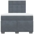 cadre de lit et matelas Gris foncé 120x200cm Velours