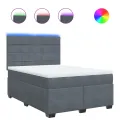 cadre de lit et matelas Gris foncé 140x190cm Velours