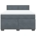 cadre de lit et matelas Gris foncé 140x190cm Velours