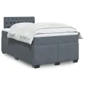 cadre de lit et matelas gris foncé 120x190cm velours