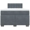 cadre de lit et matelas gris foncé 120x190cm velours