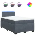 cadre de lit et matelas gris foncé 120x190cm velours