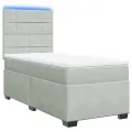cadre de lit et matelas Gris clair 100x200cm Velours