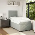 cadre de lit et matelas Gris clair 100x200cm Velours