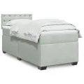 cadre de lit et matelas Gris clair 100x200cm Velours