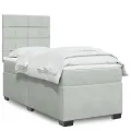 cadre de lit et matelas Gris clair 90x190 cm Velours
