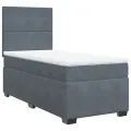 cadre de lit et matelas Gris foncé 90x190 cm Velours