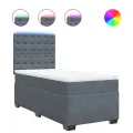 cadre de lit et matelas Gris foncé 90x190 cm Velours