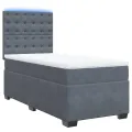 cadre de lit et matelas Gris foncé 90x190 cm Velours