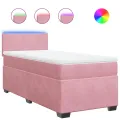 cadre de lit et matelas Rose 80x200 cm Velours