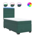 cadre de lit et matelas Vert foncé 80x200 cm Velours
