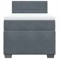 cadre de lit et matelas Gris foncé 80x200 cm Velours