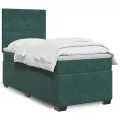 cadre de lit et matelas Vert foncé 80x200 cm Velours