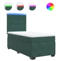 cadre de lit et matelas Vert foncé 80x200 cm Velours