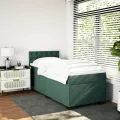 cadre de lit et matelas Vert foncé 80x200 cm Velours