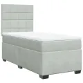 cadre de lit et matelas Gris clair 80x200 cm Velours