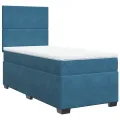 cadre de lit avec matelas bleu 80x200 cm velours