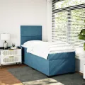 cadre de lit avec matelas bleu 80x200 cm velours