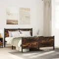 Cadre de lit en métal sans matelas chêne fumé 140x190 cm