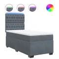 cadre de lit et matelas Gris foncé 90x200 cm Velours