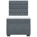 cadre de lit et matelas Gris foncé 90x200 cm Velours