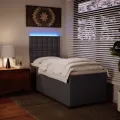 cadre de lit avec matelas Gris 100x200 cm Similicuir