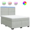 cadre de lit et matelas Gris clair 140x200cm Velours