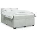 cadre de lit et matelas Gris clair 160x200cm Velours