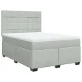 cadre de lit et matelas Gris clair 140x200cm Velours
