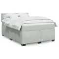 cadre de lit et matelas Gris clair 140x200cm Velours