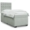 cadre de lit et matelas Gris clair 90x200 cm Velours