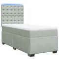 cadre de lit et matelas Gris clair 90x200 cm Velours