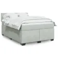 cadre de lit et matelas Gris clair 160x200cm Velours