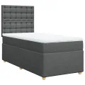 cadre de lit avec matelas Gris foncé 90x200 cm Tissu