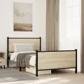 Cadre de lit en métal sans matelas chêne sonoma 107x203 cm