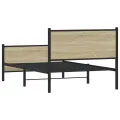 Cadre de lit en métal sans matelas chêne sonoma 107x203 cm