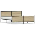 Cadre de lit en métal sans matelas chêne sonoma 180x200 cm