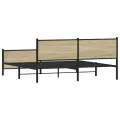 Cadre de lit en métal sans matelas chêne sonoma 180x200 cm