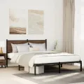 Cadre de lit en métal sans matelas chêne marron 137x190 cm
